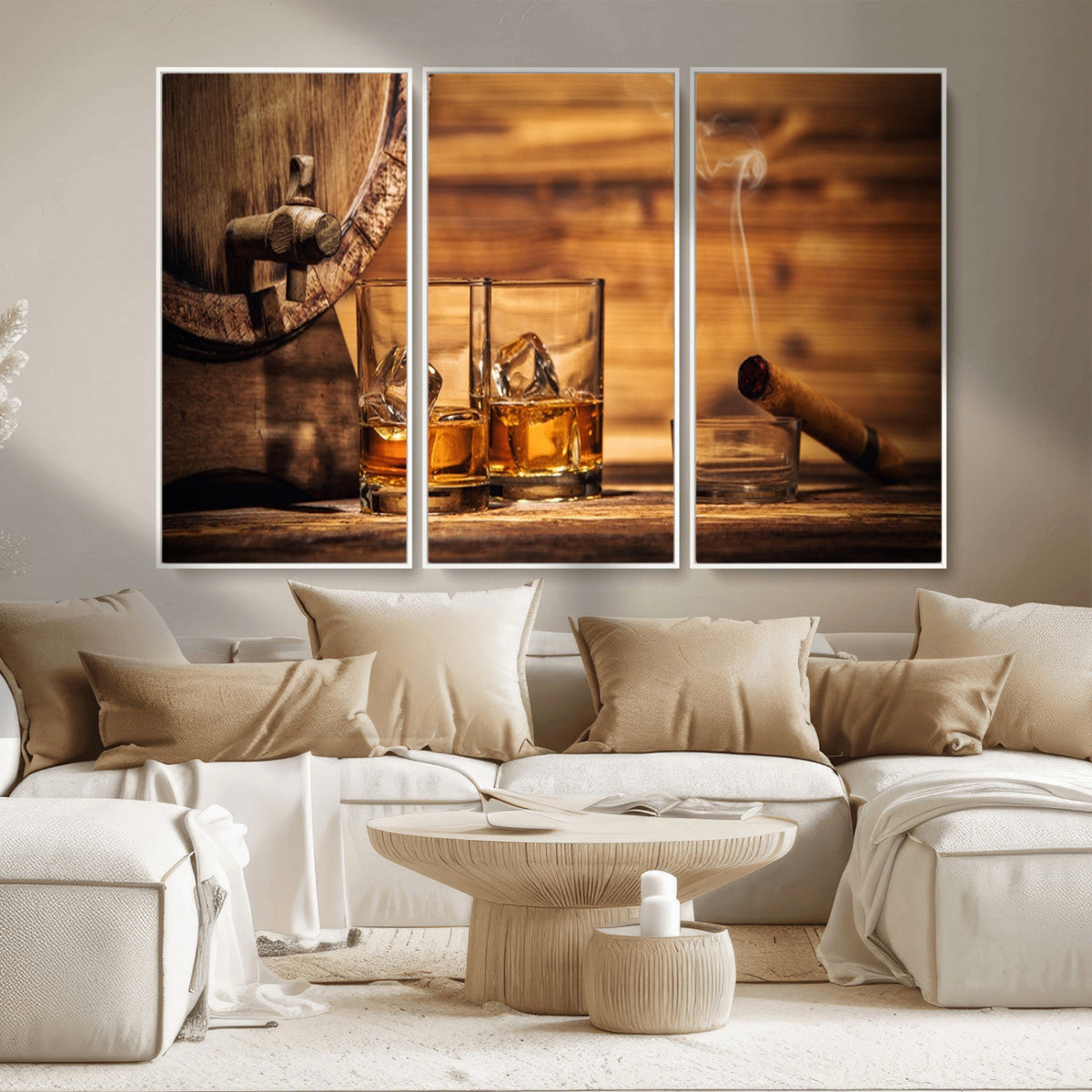Rustic Whiskey and Barrel Canvas Print