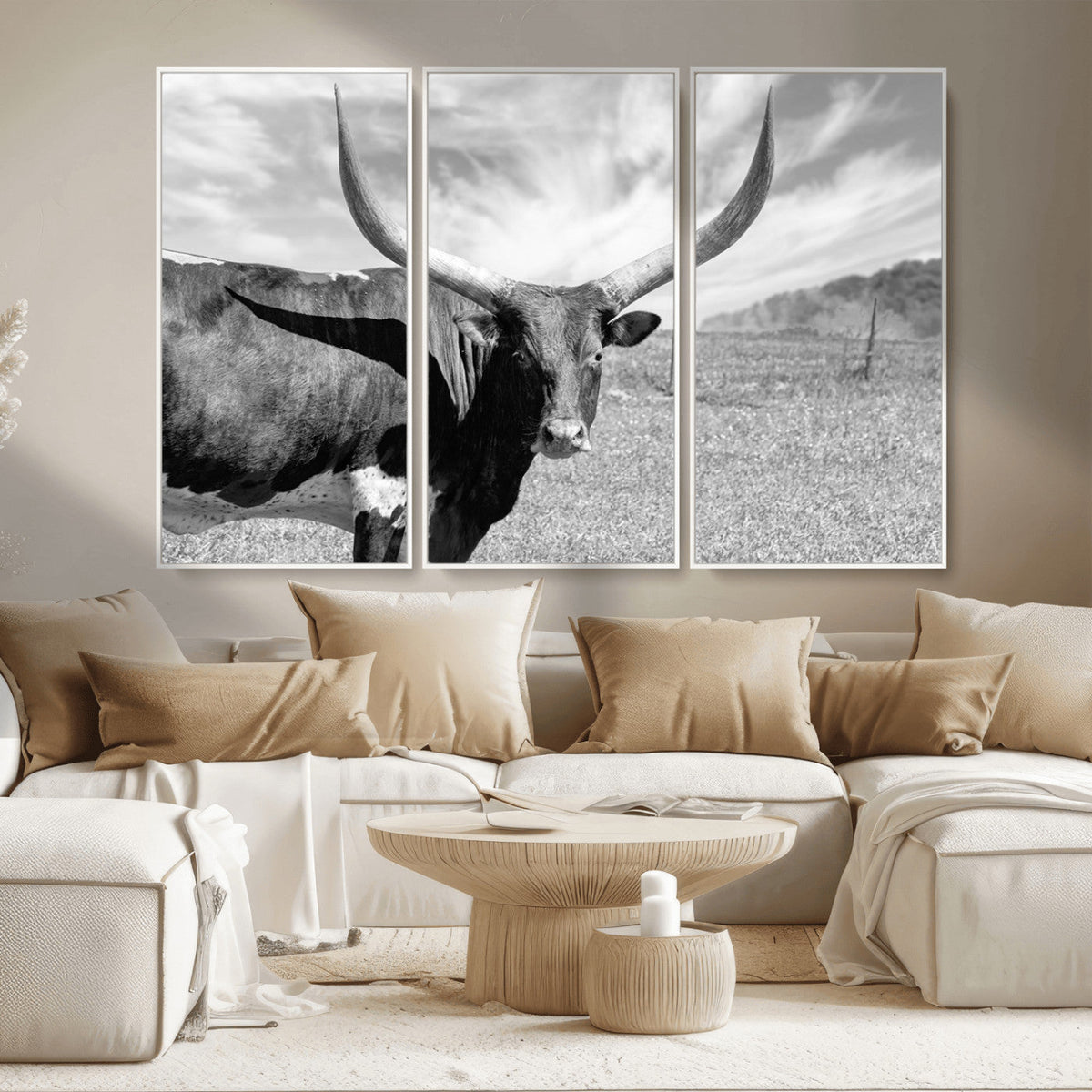 Cattle Wall Art Longhorn Cow Canvas Print