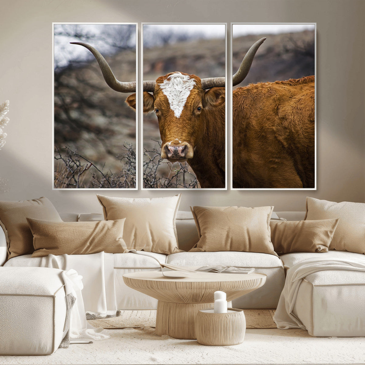 Texas Longhorn Canvas Wall Art - Longhorn Steer Canvas Wall