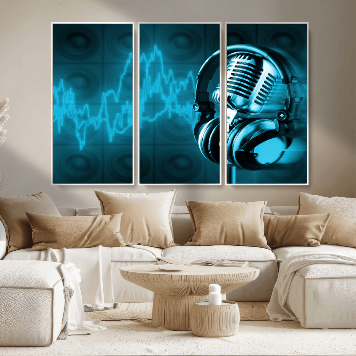 Music and Microphone Wall Art Canvas Print