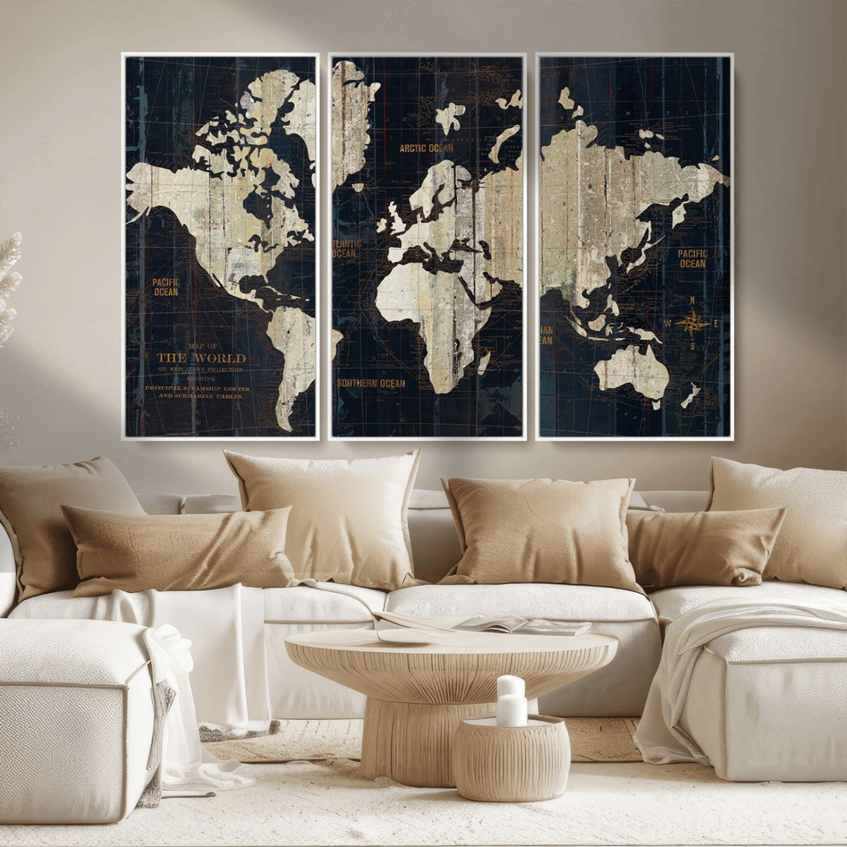 World Map Canvas Print – Detailed Map of the World Wall Art