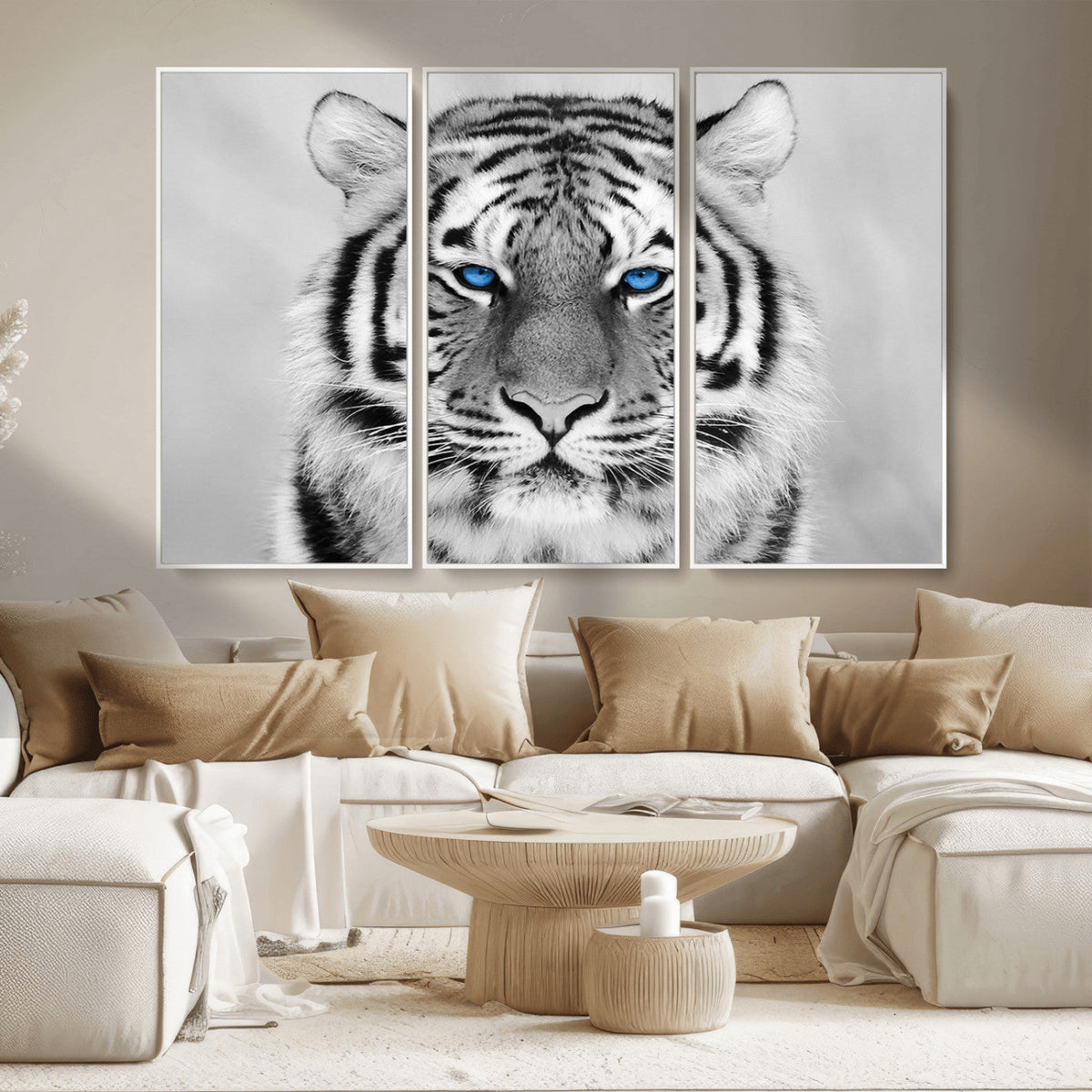 Black and White Tiger Wall Art Animal Canvas Print