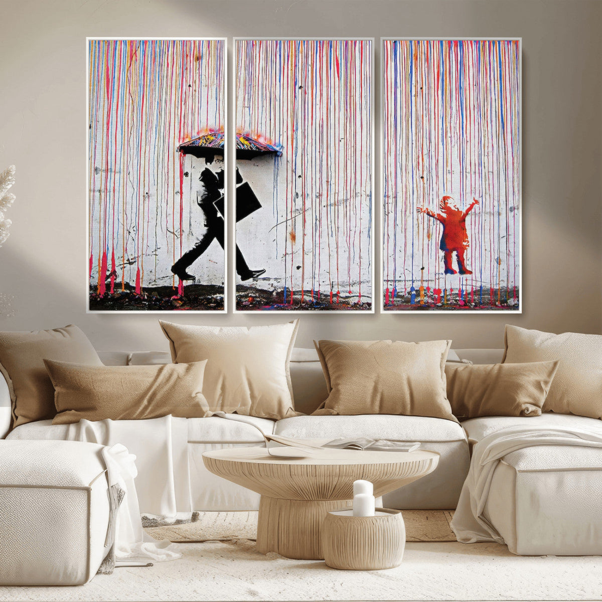 Banksy Wall Art Canvas Print, Framed Graffiti Art Picture