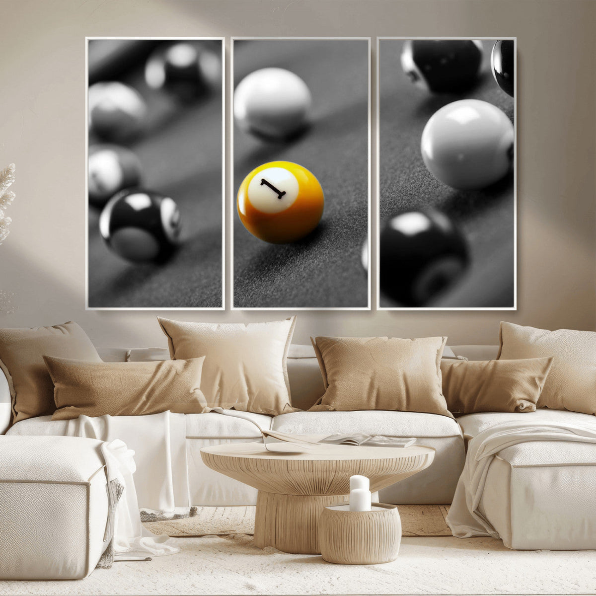 Wall Art Pool Table and Balls Canvas Print