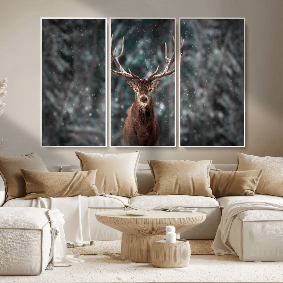 Wall Art Deer Art Animal Canvas, Framed Wall Art Deer Canvas