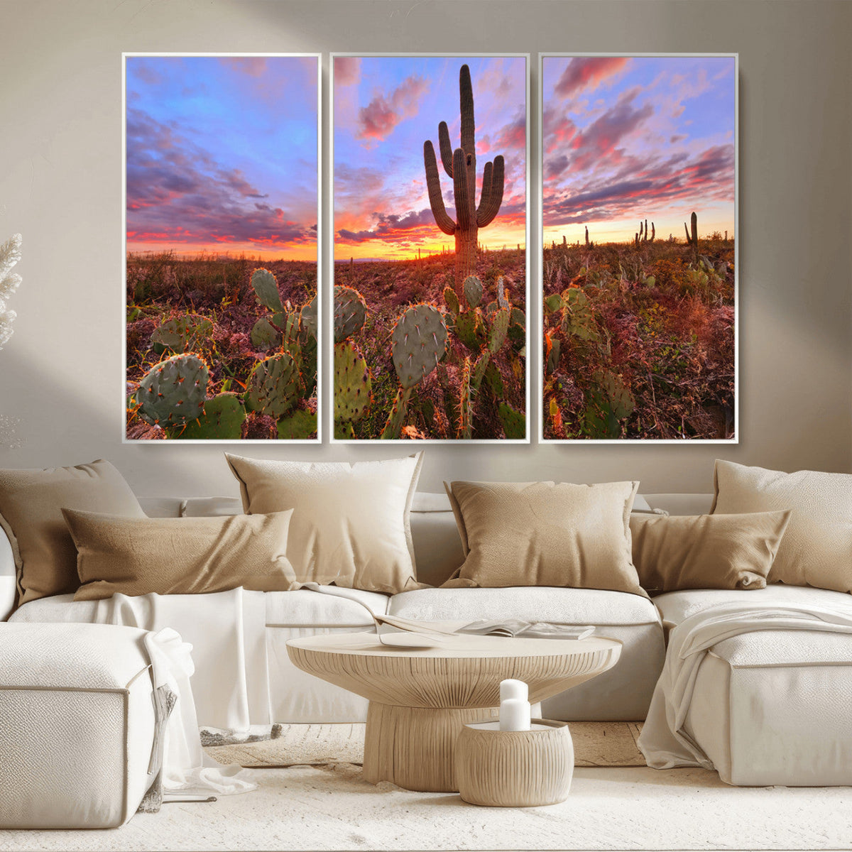 Arizona Desert Wall Art Canvas Print - Framed Deser Sunset