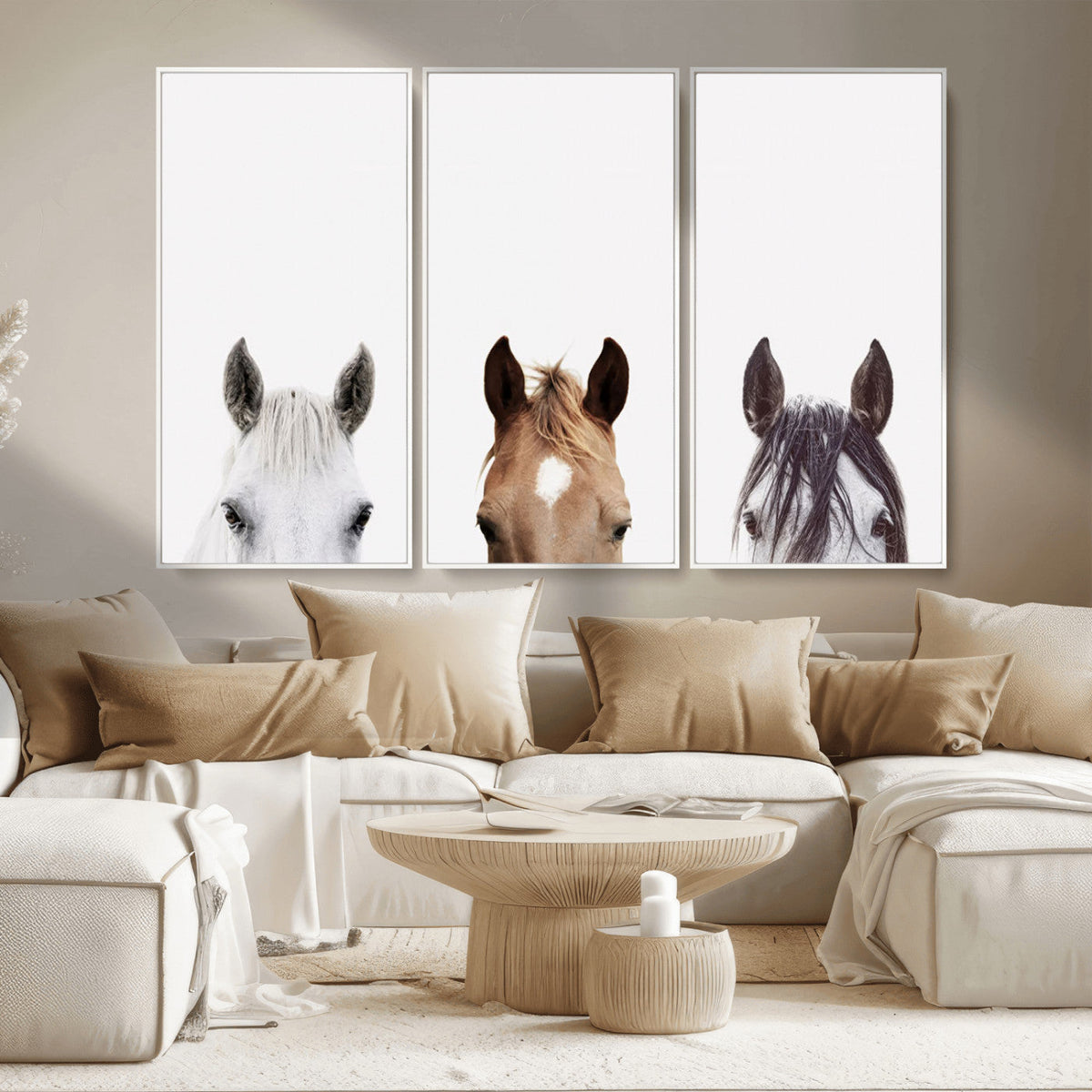 Horse Prints Set, Set of 3 Horse Wall Art, Horses Portraits,