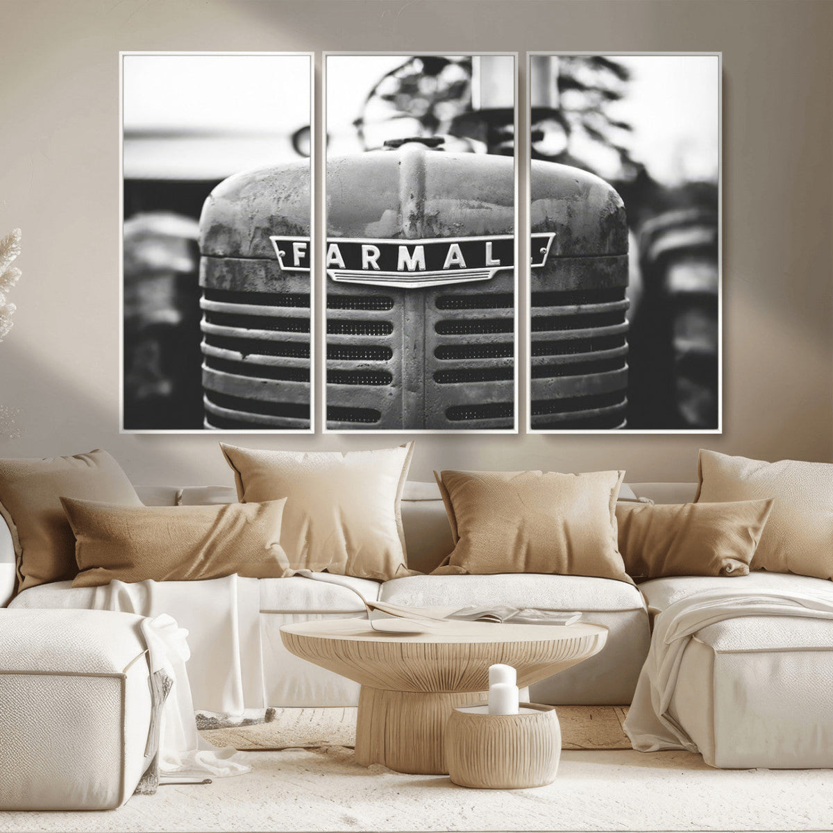 Vintage Farmall Tractor Wall Art Canvas Print, Rustic