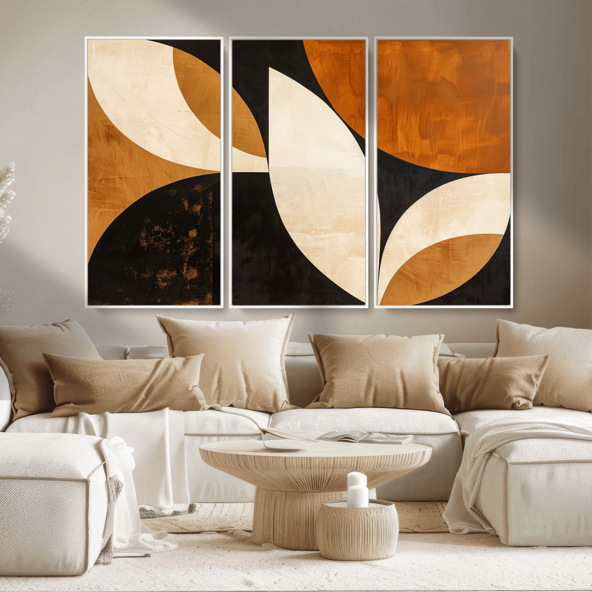 Geometric Abstract Wall Art Canvas Print, Mid Century Modern
