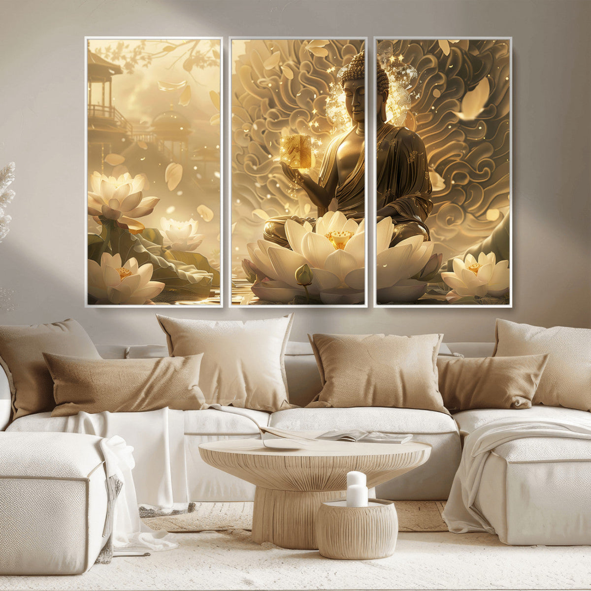 Golden Buddha Wall Art | Yoga Room Decor and Meditation Room
