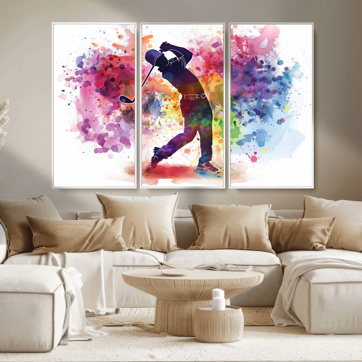 Colorful Golfer Swing Wall Art Canvas Print - Ready to Hang,