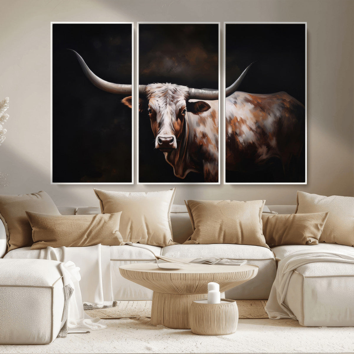 Texas Longhorn Wall Art Canvas Print | Western Ranch Decor |