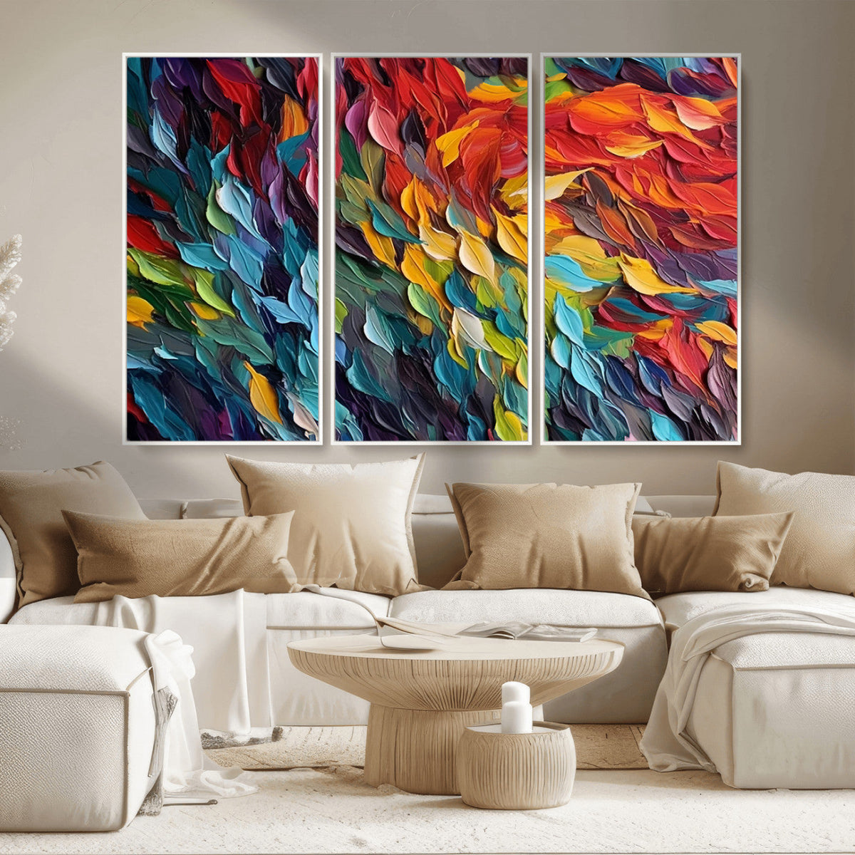 Vibrant Abstract Leaf Wall Art Canvas Print | Bold Colorful