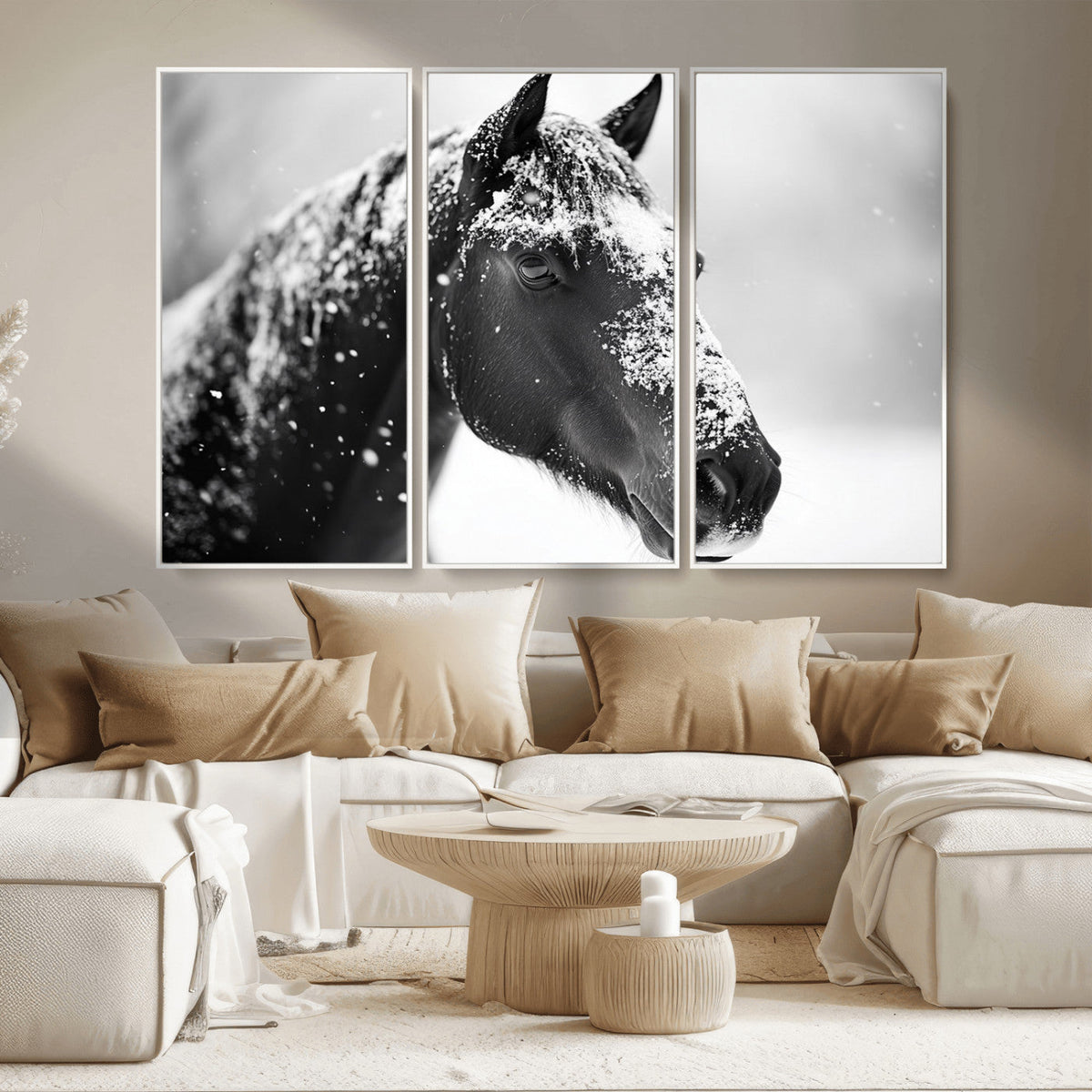 Horse Canvas Print - Winter Horse Snow Wall Art Canvas Print