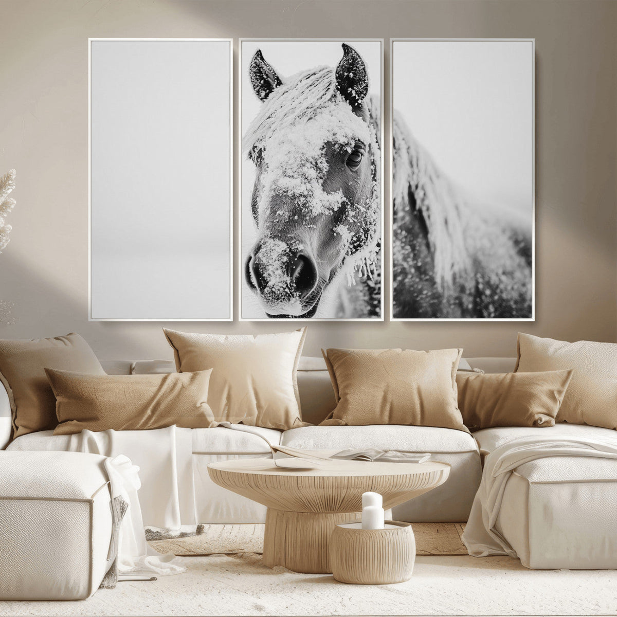 White Horse Wall Art | Ready to Hang and Framed | Winter