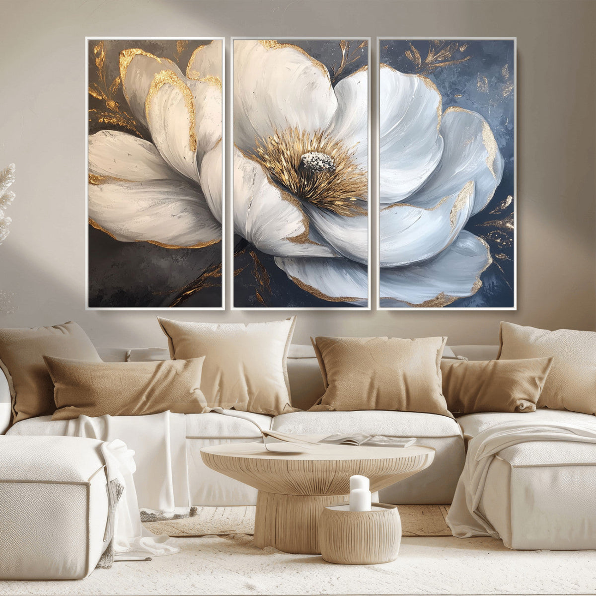 White Magnolia Flower Wall Art Canvas Print | Abstract
