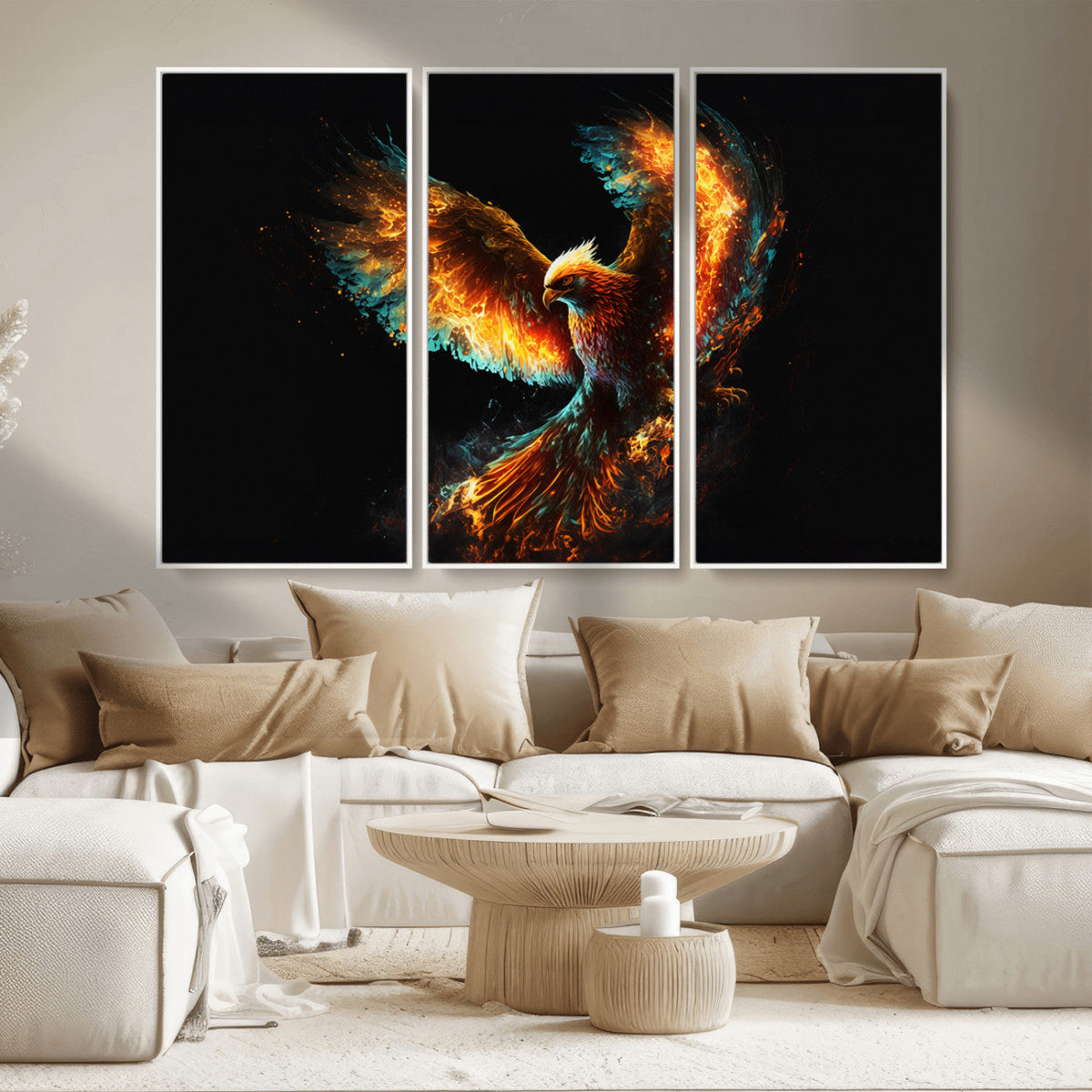 Fiery Phoenix Canvas Print | Ready to Hang Wall Art | Bold