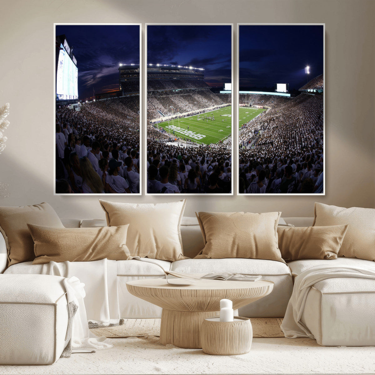 Michigan State Spartans Canvas, Framed Football Team Print -