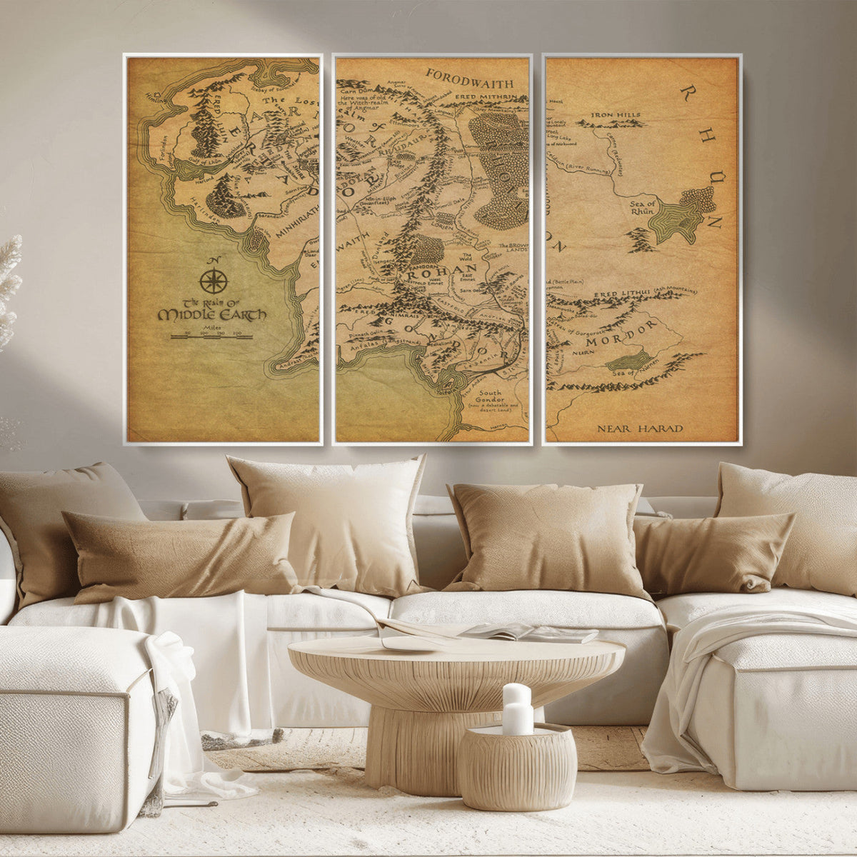 Middle Earth Map Canvas Wall Art – Vintage Fantasy Map