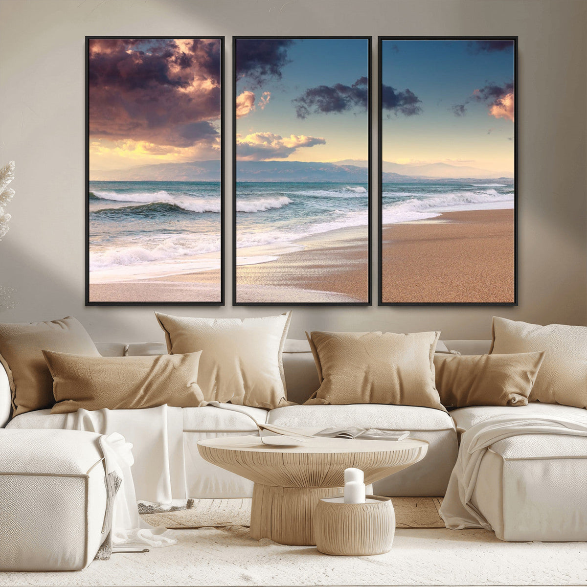 Cloudy Weather Beach Sunset Canvas Print | Sunrise Wall Art