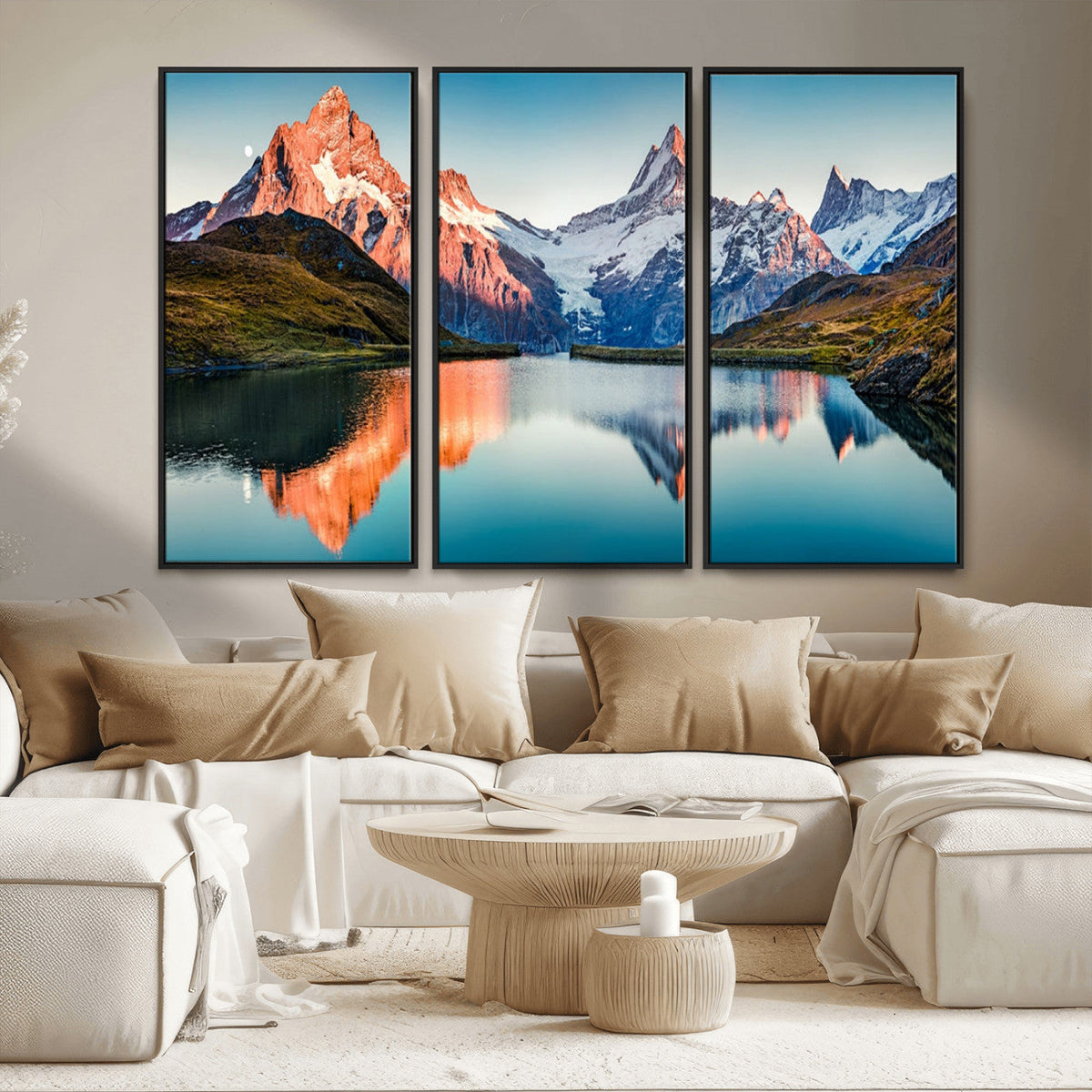 Landscape Mountain and Lake View Wall Art Canvas Print