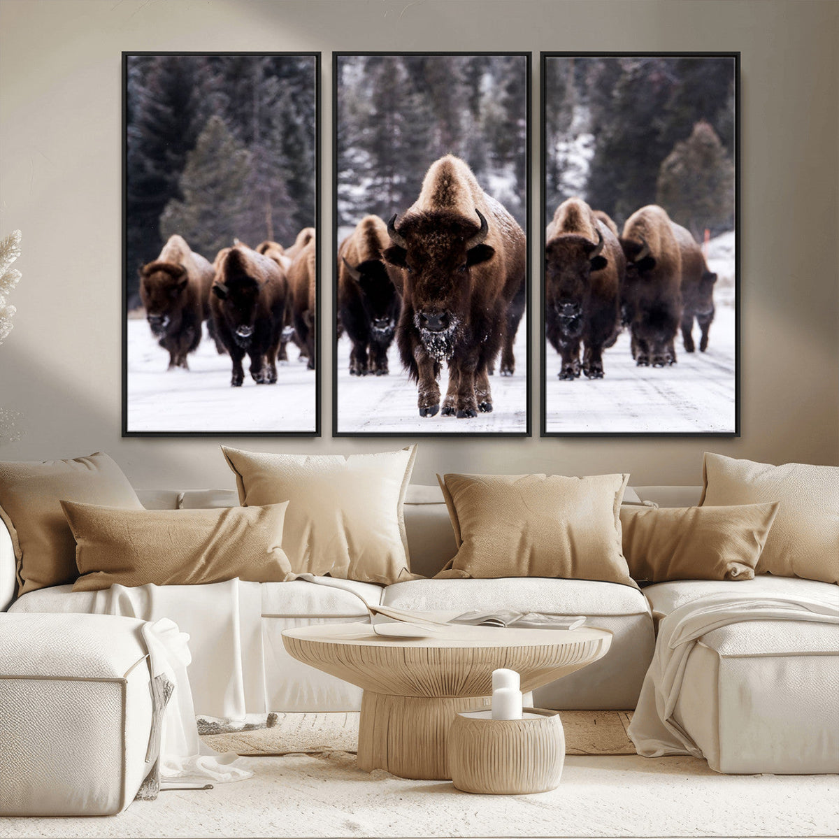 Bison Wall Art Canvas Print- Bison Herd Canvas Wall Art –