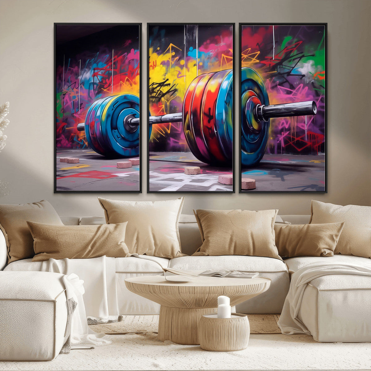 Abstract Graffiti Barbell Canvas Wall Art – Urban Fitness