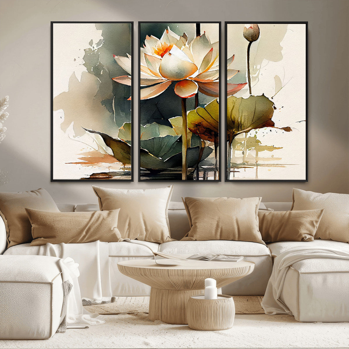 Lotus Flower Watercolor Canvas Print – A Symbol of Serenity