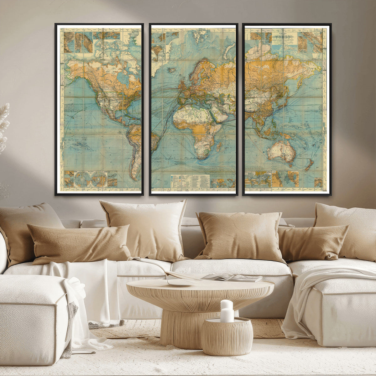 Push Pin World Map Canvas Print – Travel Tracker Wall Art