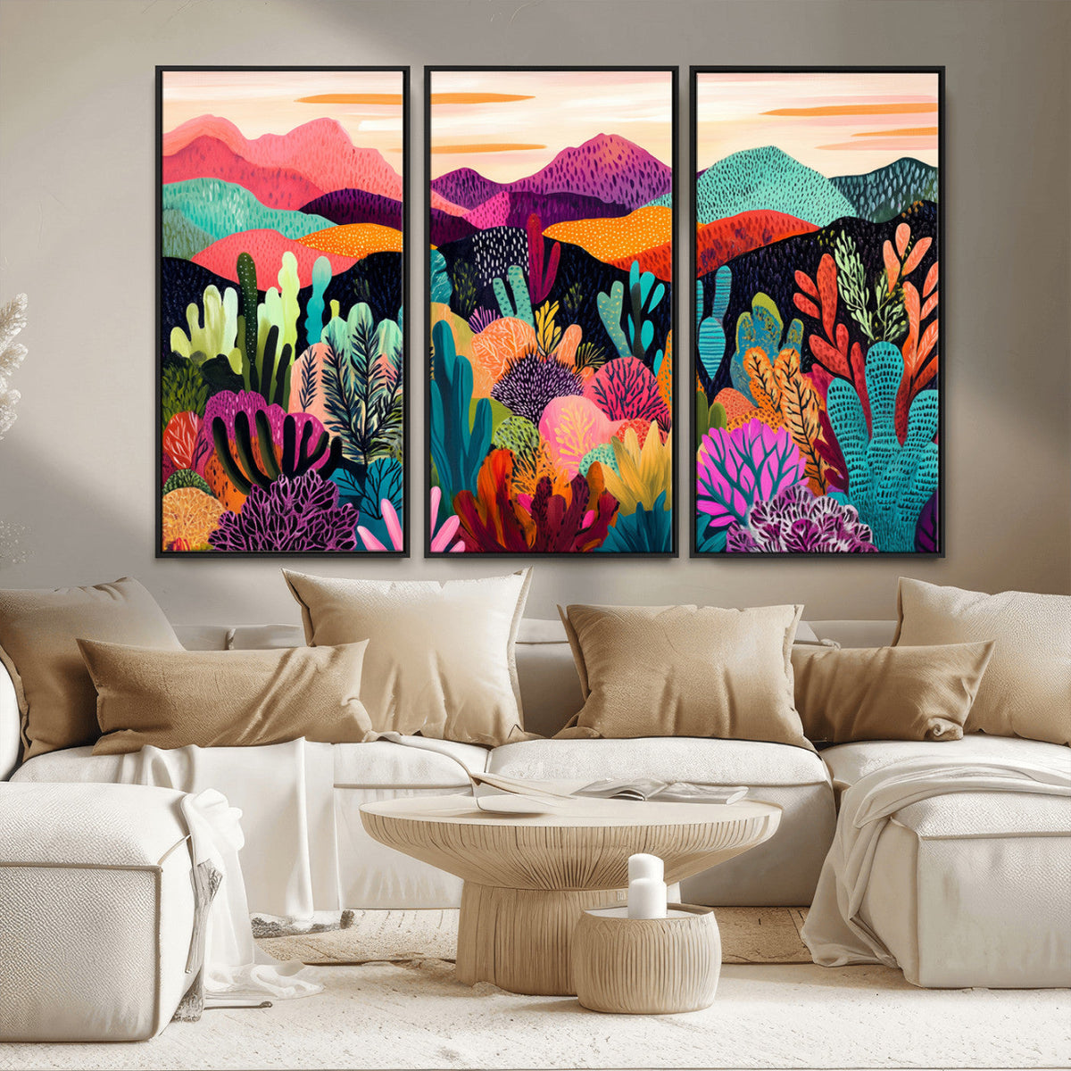 Abstract Kusama Print - Landscape Canvas Wall Art Print -