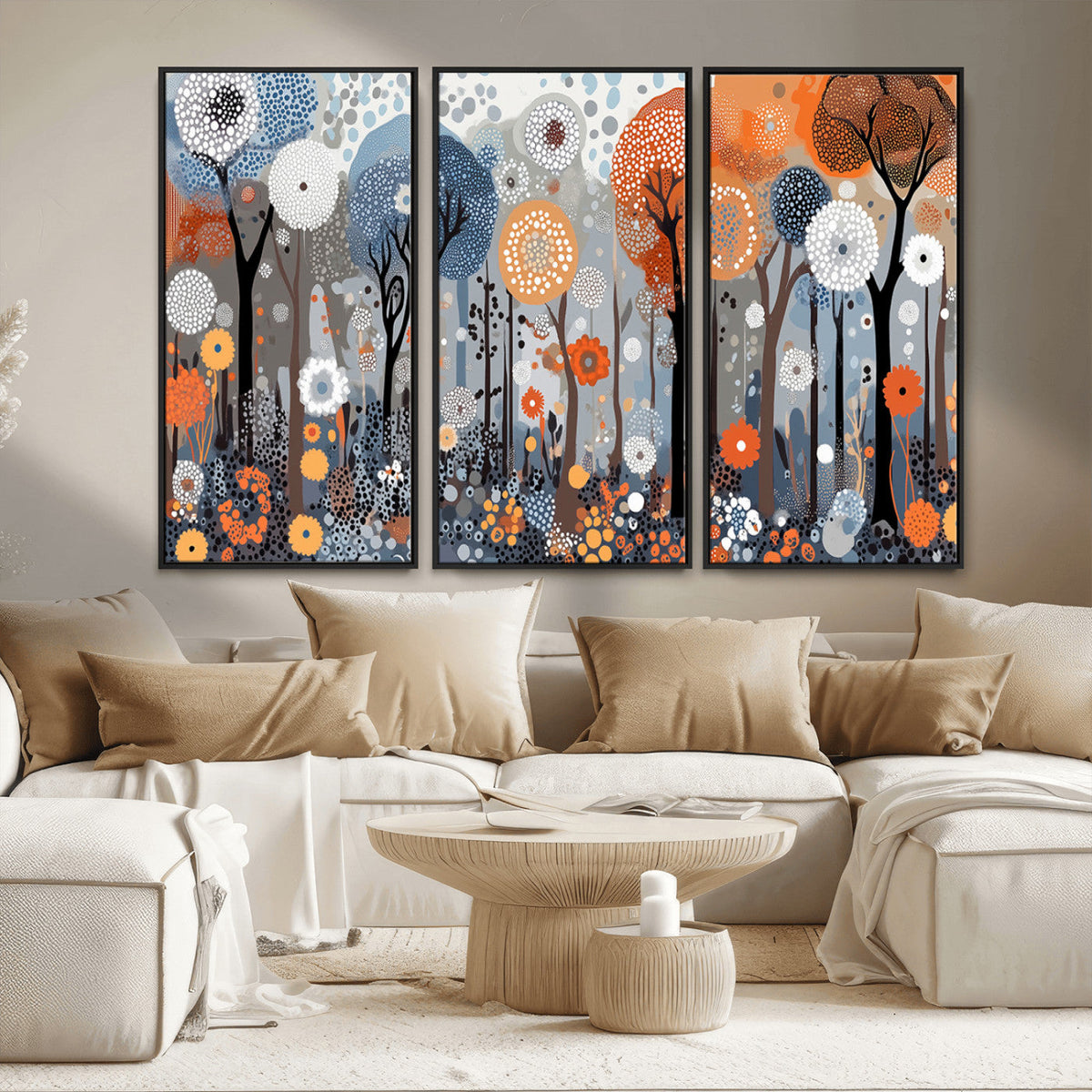 Abstract Winter Landscape Canvas Wall Art Print - Large