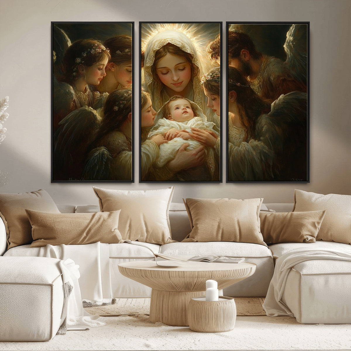 Mary Jesus Canvas Wall Art Print - Madonna and Child with