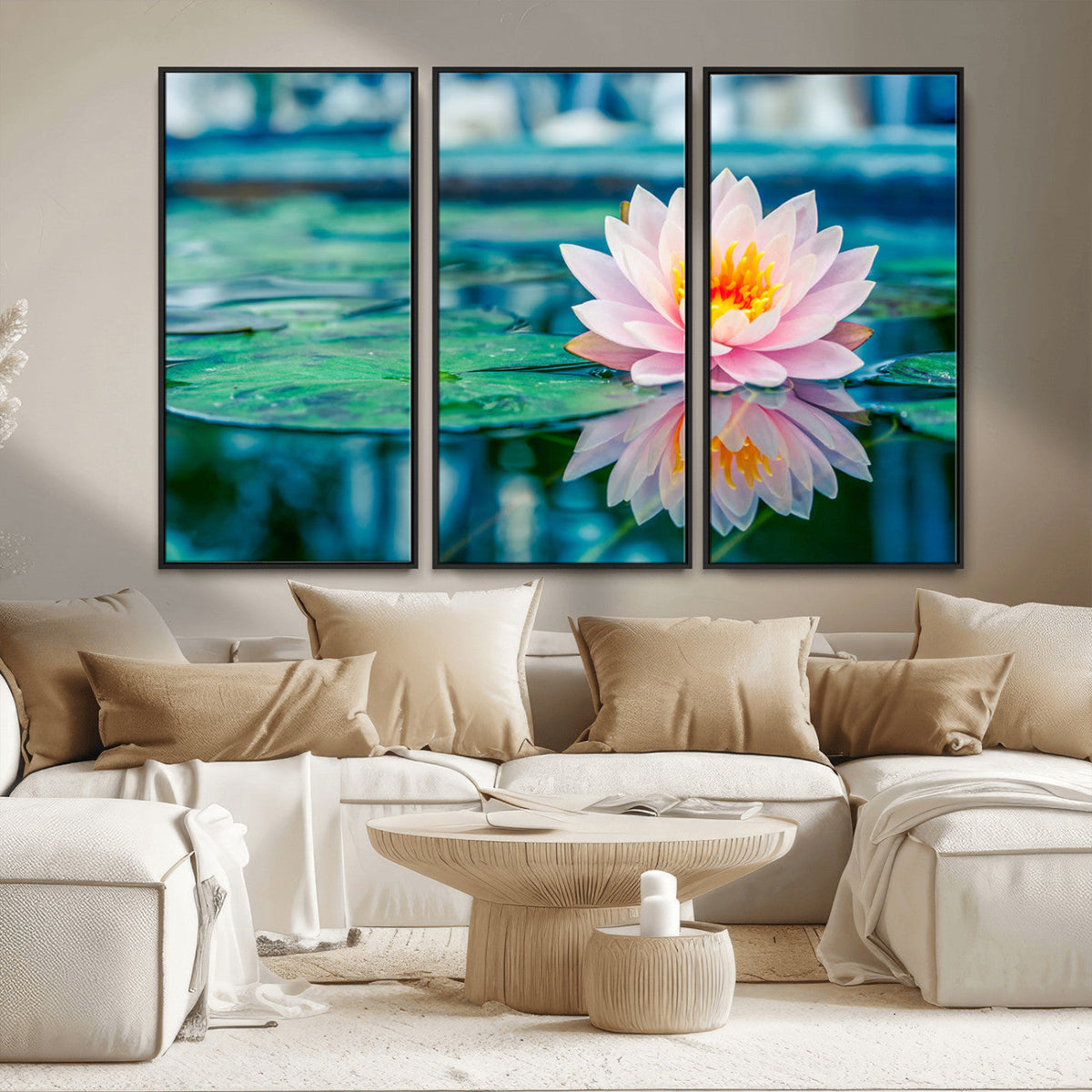 Lotus Flower Wall Art Canvas Print, Water Lily Large Wall