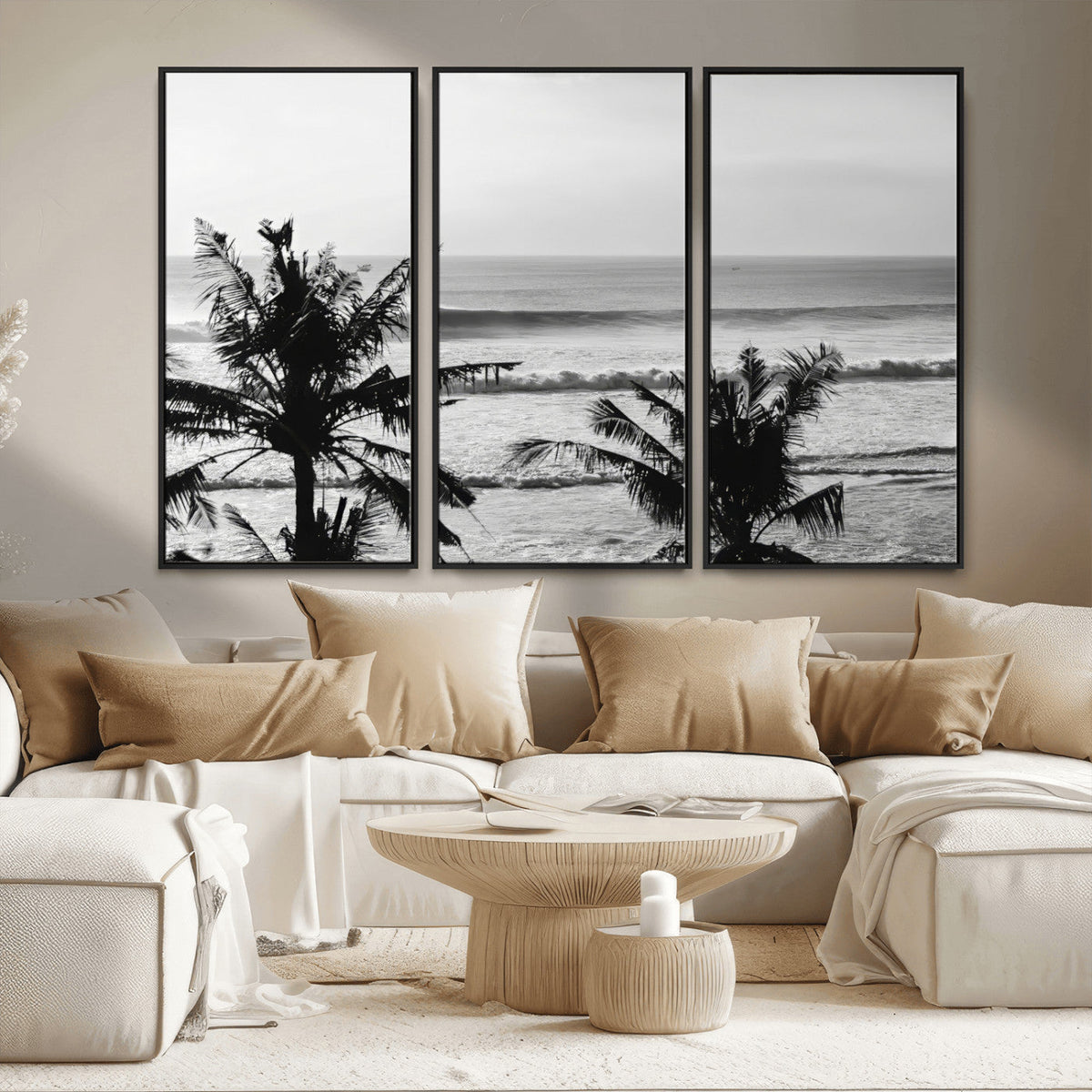 Tropical Coastline Wall Art Canvas Print – Framed Palm Trees