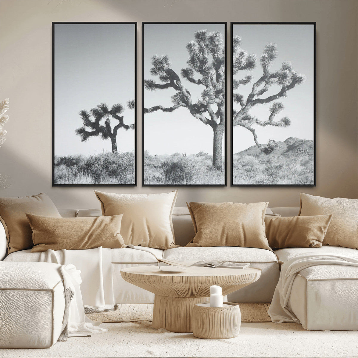 Joshua Tree Wall Art Canvas Print – Framed Black White