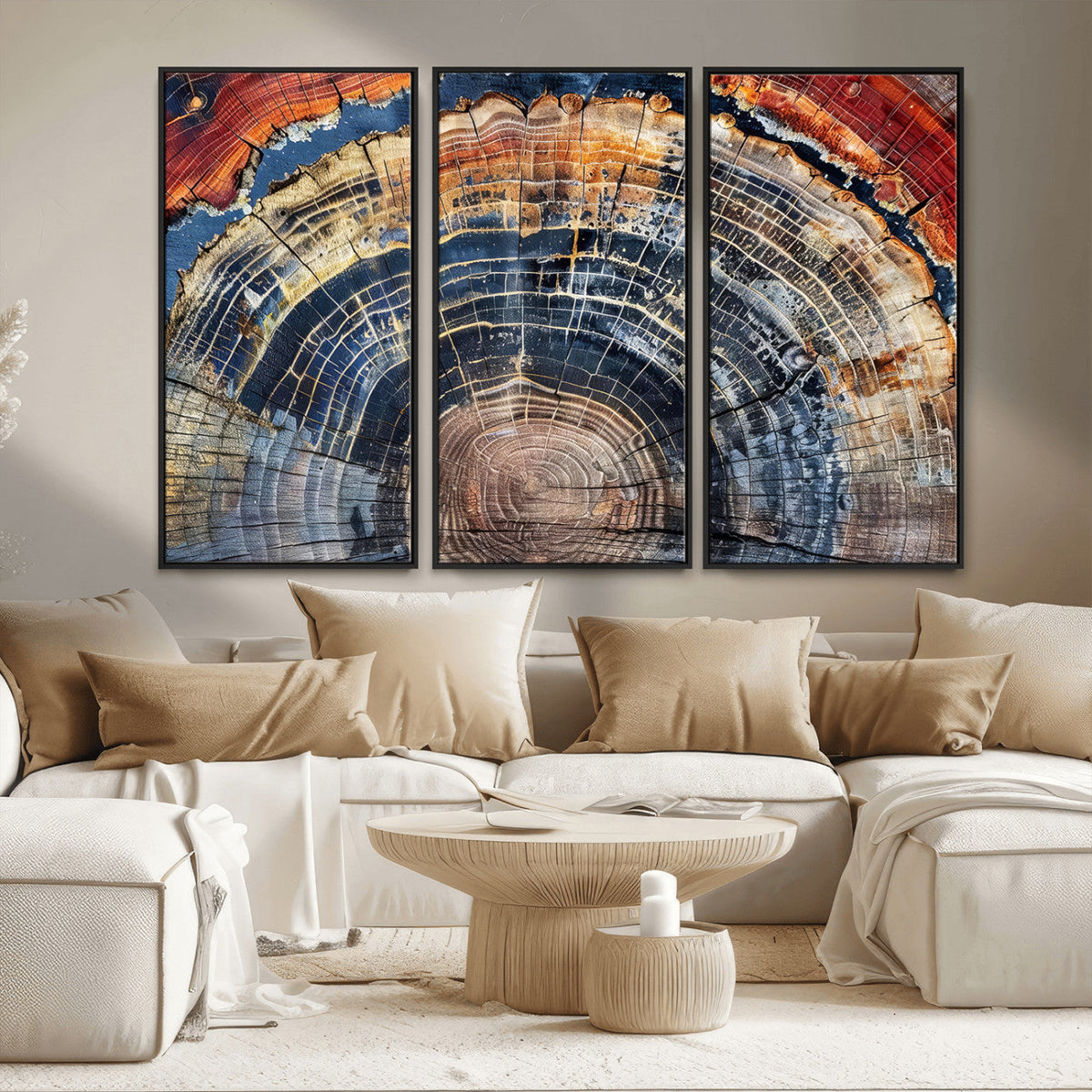 Tree Rings Wall Art Canvas Print – Framed Wood Art Picture