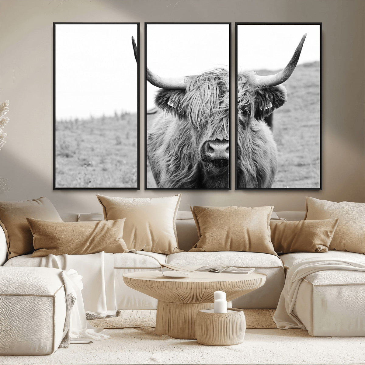 Newfoundland Cow Art Wall Art, Black White Cow Art Wall Art