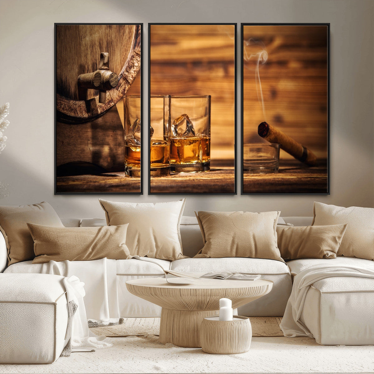 Rustic Whiskey and Barrel Canvas Print