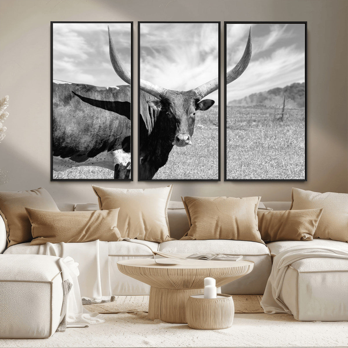 Cattle Wall Art Longhorn Cow Canvas Print
