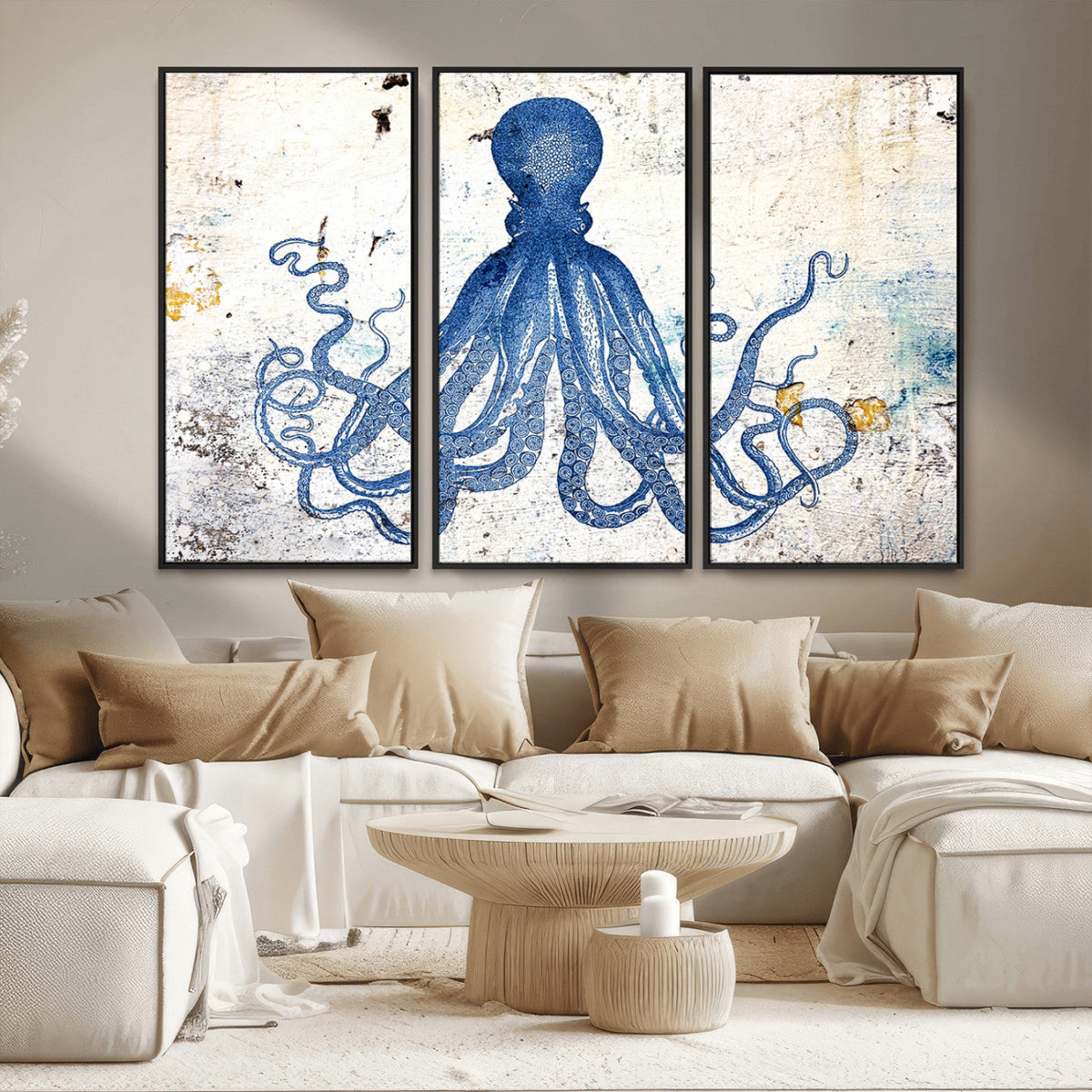 Octopus Canvas Wall Art | Coastal Marine Life Artwork for
