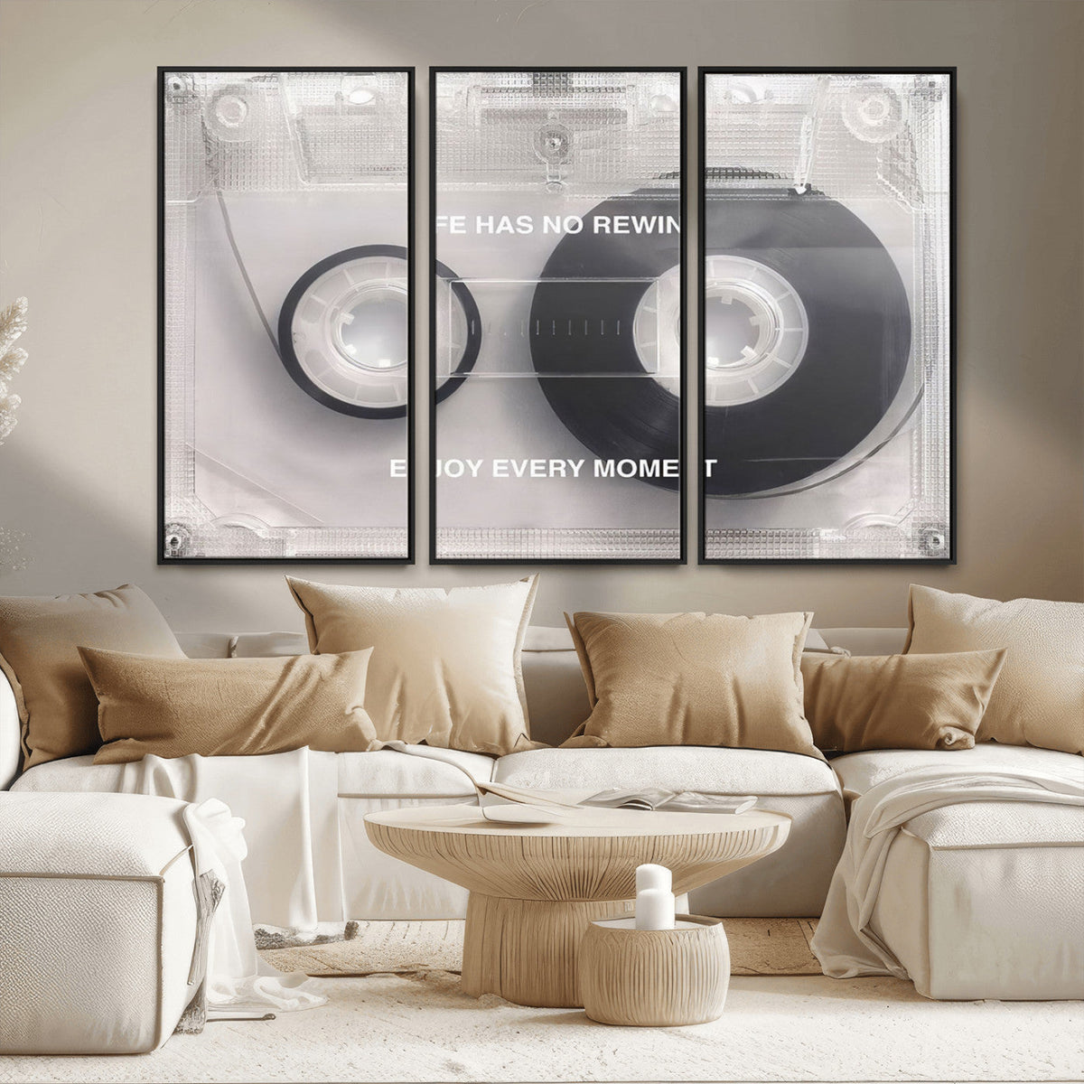 Vintage Cassette Tape Canvas Wall Art - Inspirational 'Life