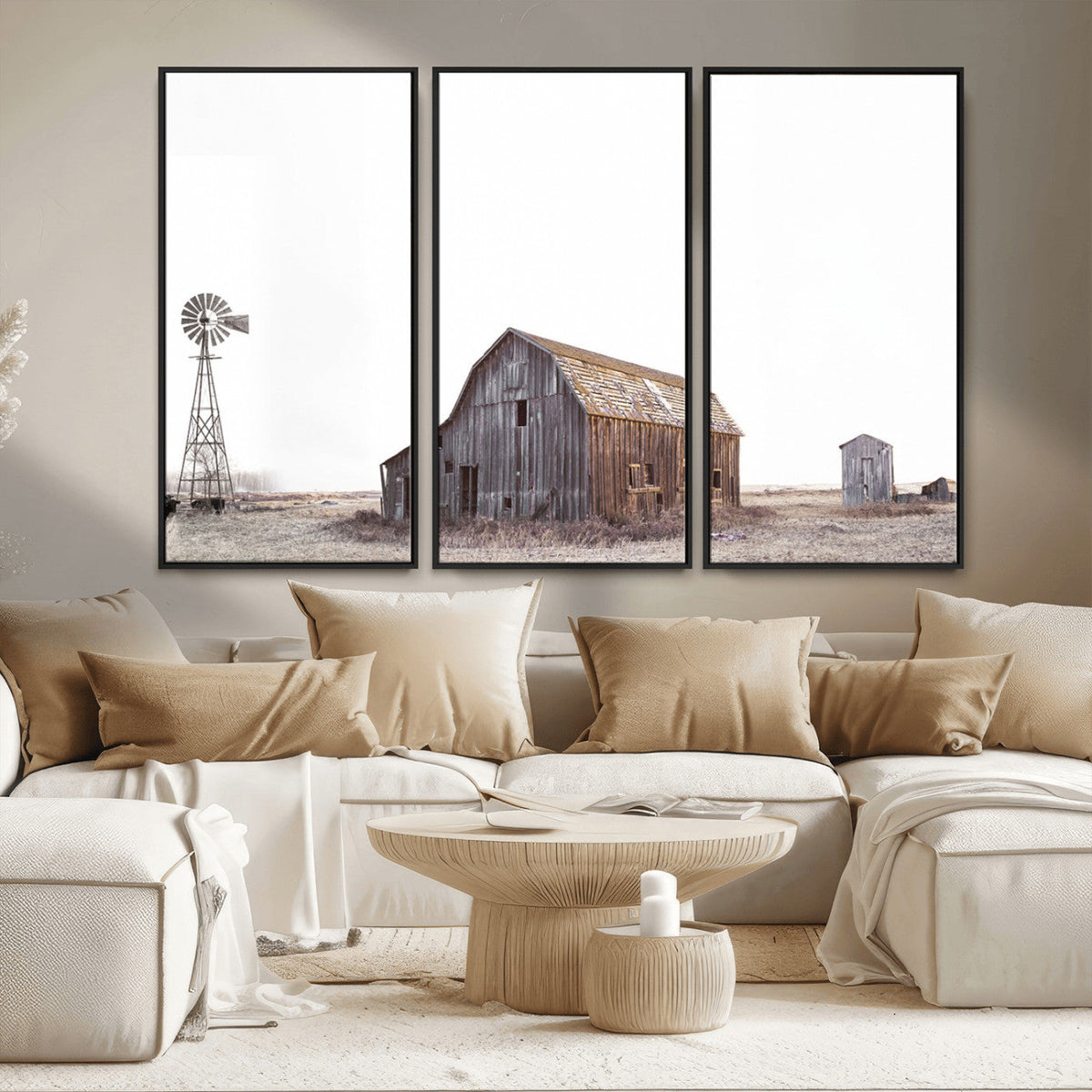 Set of 3 Rustic Farmhouse Wall Art Prints – Country Barn,