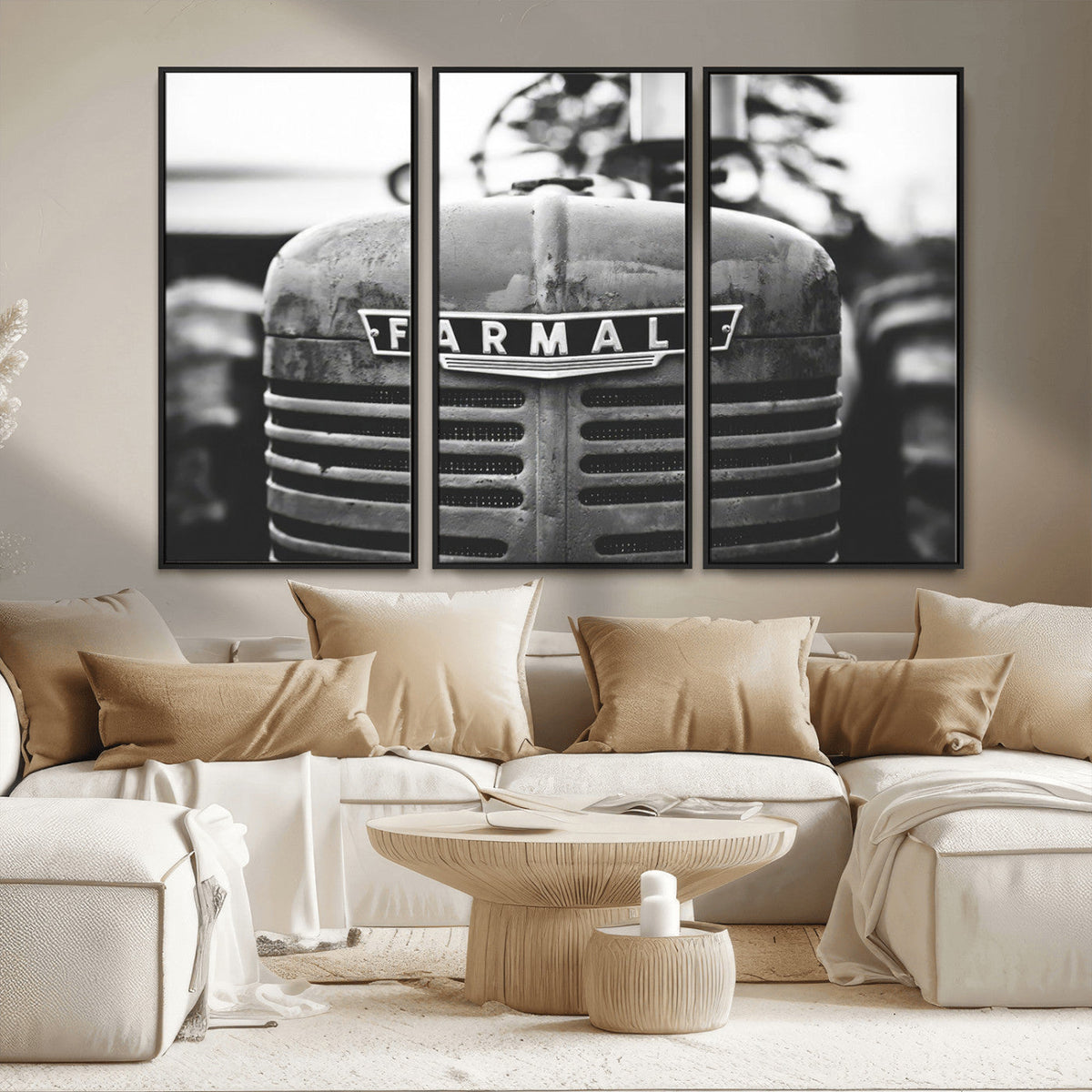 Vintage Farmall Tractor Wall Art Canvas Print, Rustic