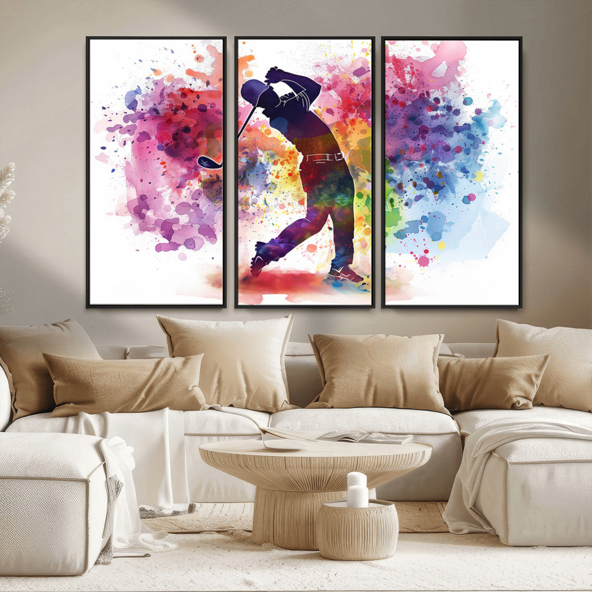 Colorful Golfer Swing Wall Art Canvas Print - Ready to Hang,