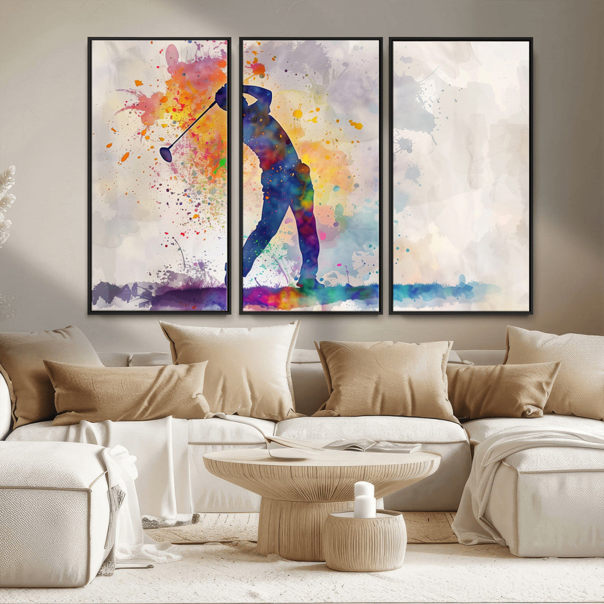 Watercolor Golf Swing Wall Art Canvas Print | Vibrant