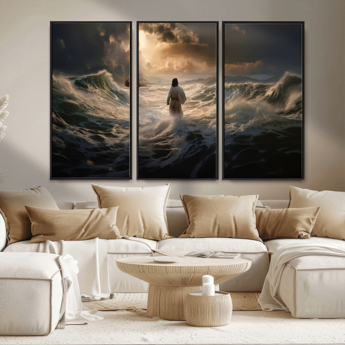 Jesus Walking on Water Wall Art Canvas Print - Religious