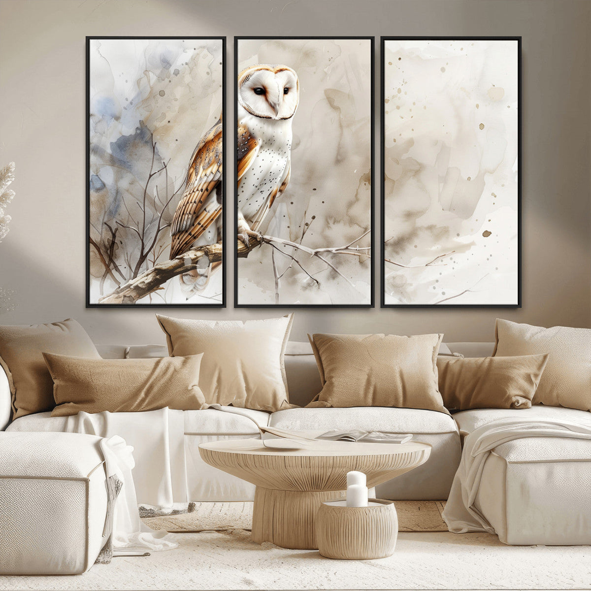 Barn Owl Wall Art | Watercolor Canvas Print | Perfect for