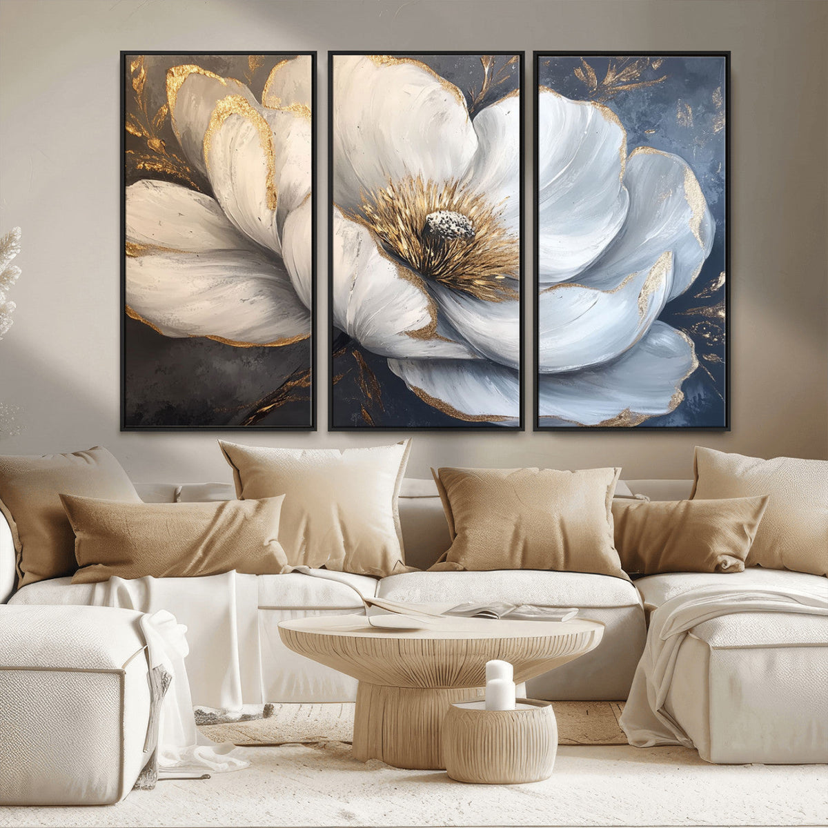 White Magnolia Flower Wall Art Canvas Print | Abstract