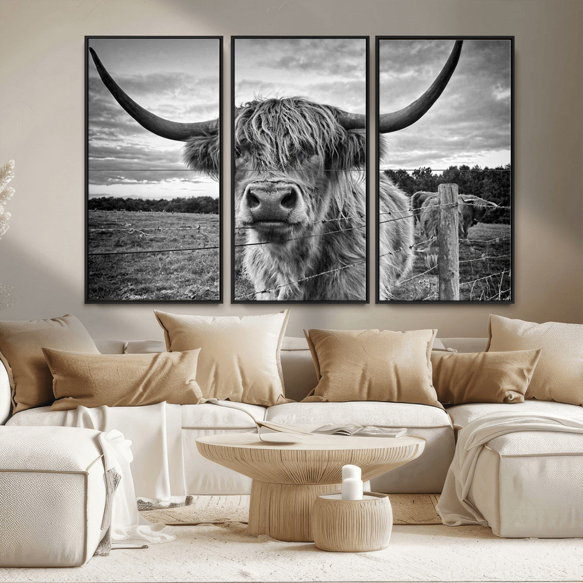 Scottish Highland Cow Wall Art Canvas Print | Ready to Hang