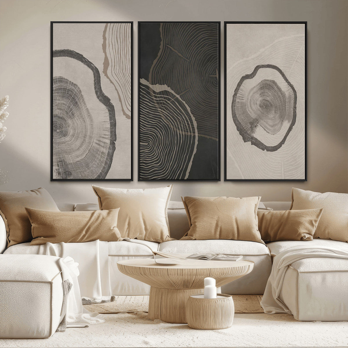 Minimalist Tree Rings Wall Art | Modern Abstract Canvas